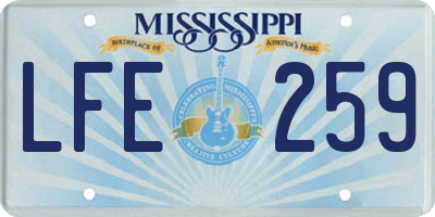 MS license plate LFE259