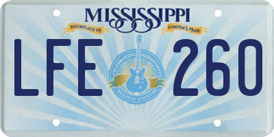 MS license plate LFE260