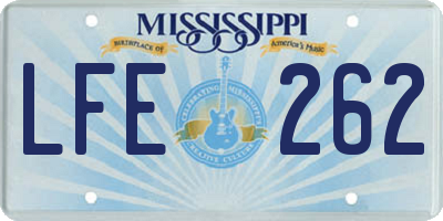 MS license plate LFE262