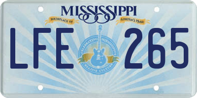 MS license plate LFE265
