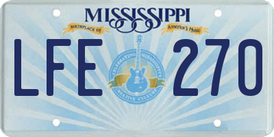 MS license plate LFE270