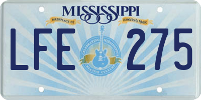 MS license plate LFE275