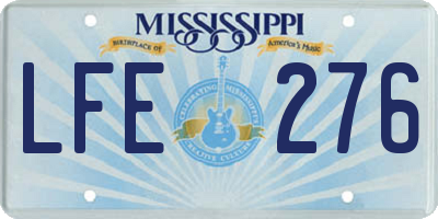 MS license plate LFE276