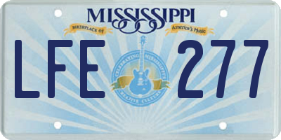 MS license plate LFE277
