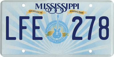MS license plate LFE278