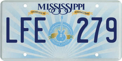 MS license plate LFE279