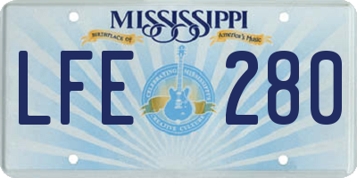 MS license plate LFE280