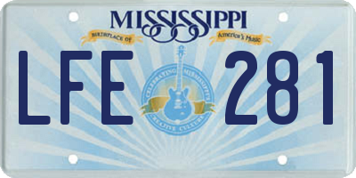 MS license plate LFE281