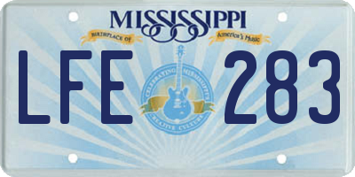 MS license plate LFE283