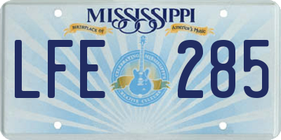 MS license plate LFE285