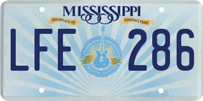 MS license plate LFE286