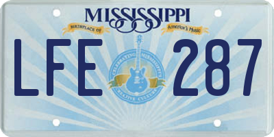 MS license plate LFE287