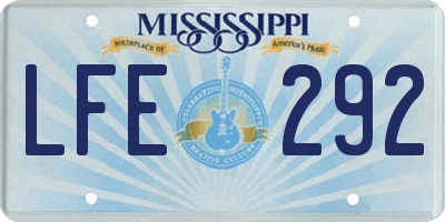 MS license plate LFE292