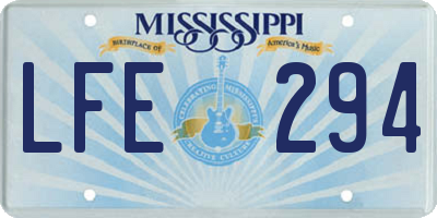 MS license plate LFE294