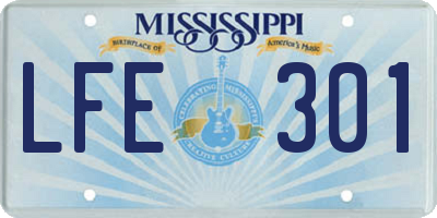 MS license plate LFE301