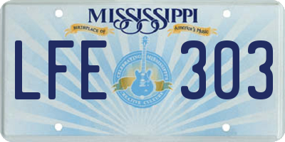MS license plate LFE303