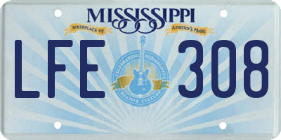 MS license plate LFE308