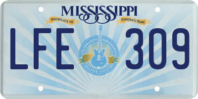 MS license plate LFE309