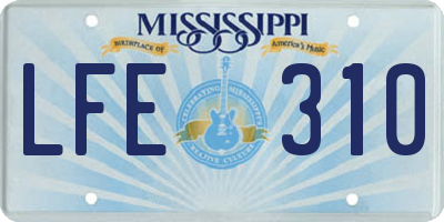 MS license plate LFE310