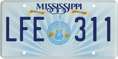 MS license plate LFE311