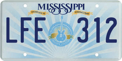 MS license plate LFE312