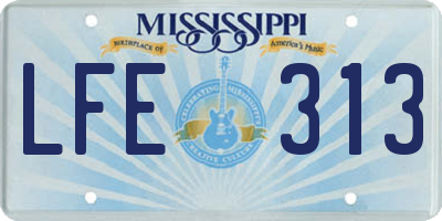 MS license plate LFE313