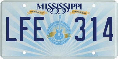 MS license plate LFE314