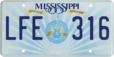 MS license plate LFE316