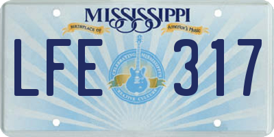 MS license plate LFE317