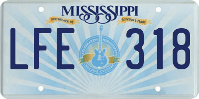 MS license plate LFE318