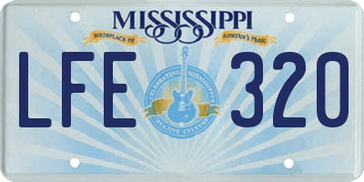 MS license plate LFE320