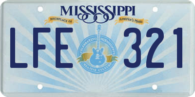 MS license plate LFE321