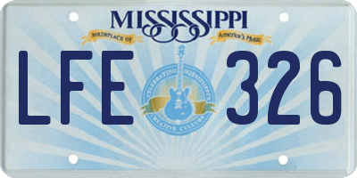 MS license plate LFE326