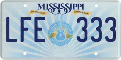 MS license plate LFE333