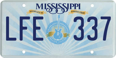 MS license plate LFE337