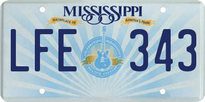 MS license plate LFE343
