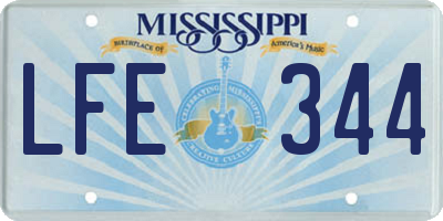 MS license plate LFE344