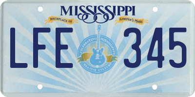 MS license plate LFE345