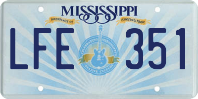 MS license plate LFE351