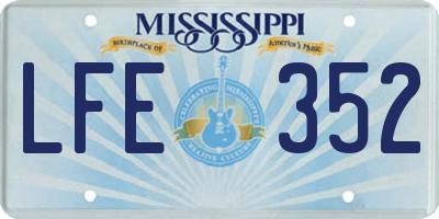 MS license plate LFE352