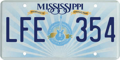 MS license plate LFE354