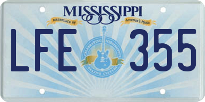 MS license plate LFE355
