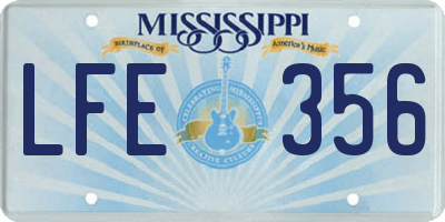 MS license plate LFE356