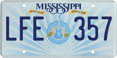 MS license plate LFE357