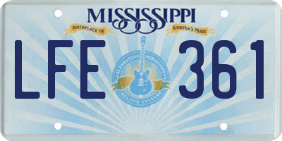 MS license plate LFE361