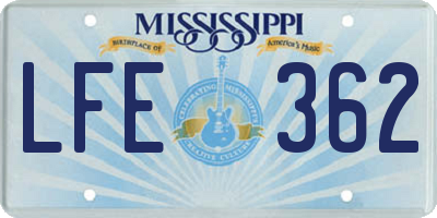 MS license plate LFE362