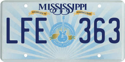 MS license plate LFE363