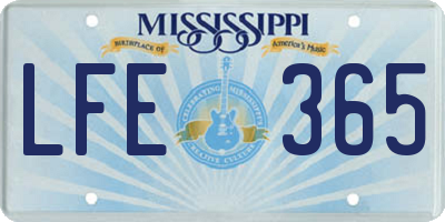 MS license plate LFE365