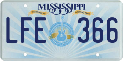 MS license plate LFE366