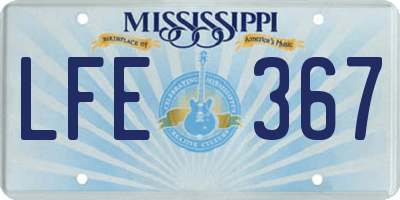MS license plate LFE367
